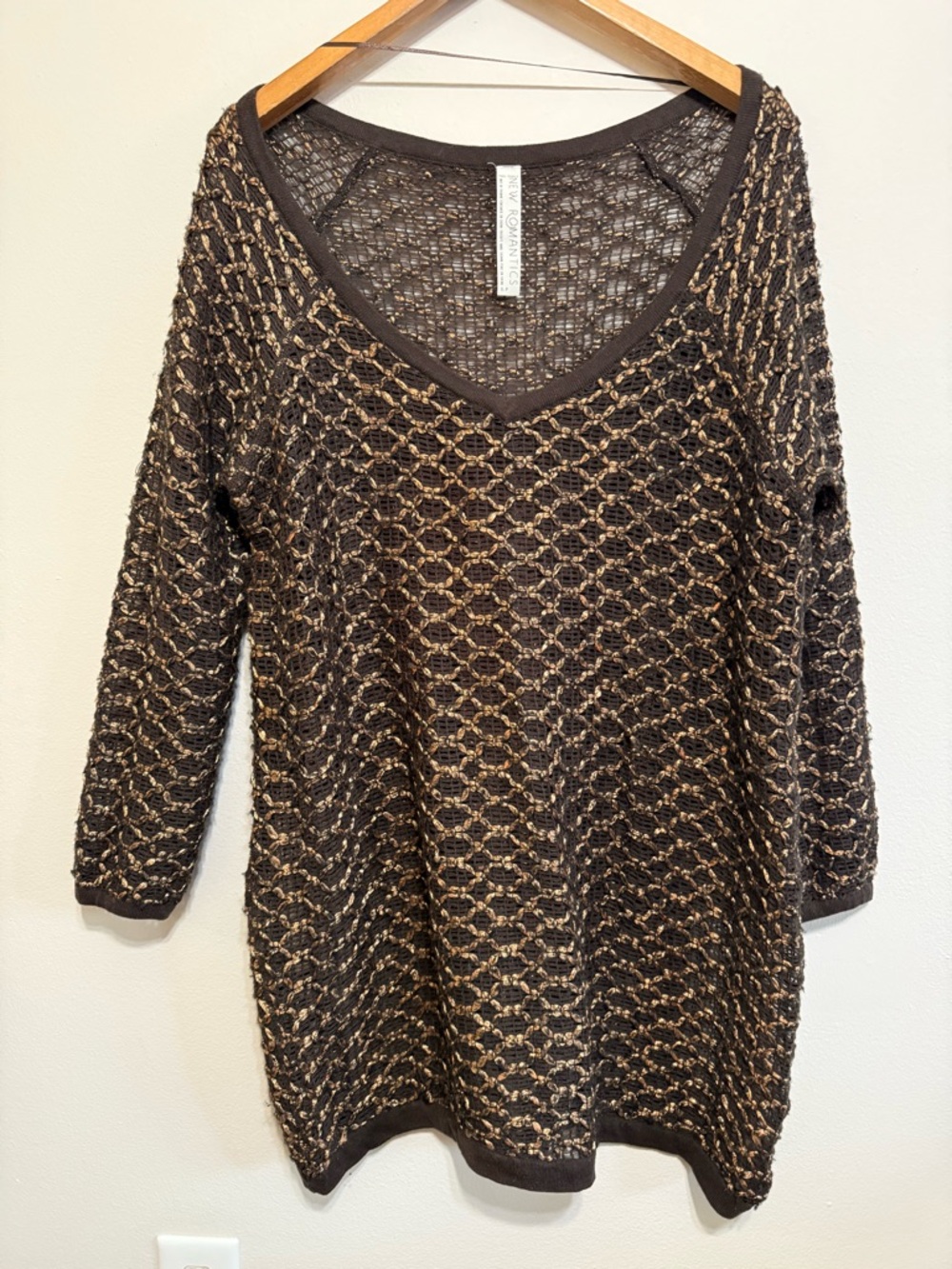Free People Joan New Romantics knit tunic dress sweater copper thread